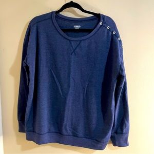 Aerie Button Detail Oversized Sweatshirt in Blue Women's Size Large